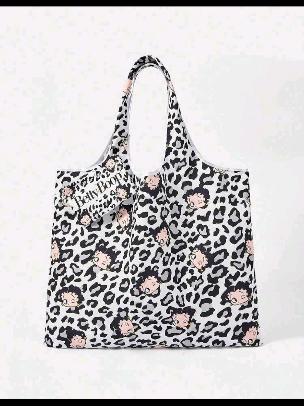 PRICE DROP 👇🏼Betty Boop Black & White Leopard Tote with Pink Face Accents